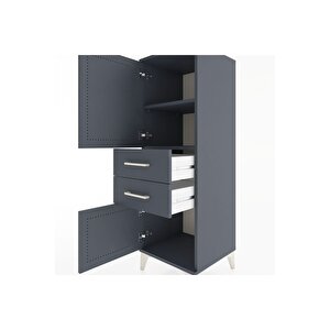 Hyperion Dolap 2 Raflı 2 Çekmeceli 2 Kapaklı 44x44x134 Antrasit-antrasit