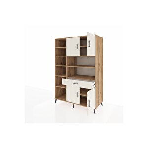 Kronos Dolap 10 Raflı Tek Çekmeceli 4 Kapaklı 132x59x195 Çam-aytaşı/aytaşı