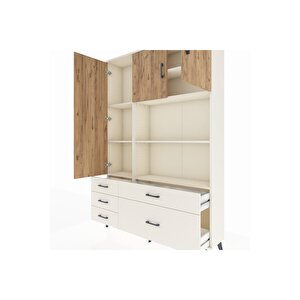 Arges Dolap 7 Raflı 5 Çekmeceli 3 Kapaklı 132x30x195 Aytaşı-çam/aytaşı