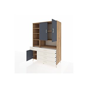 Kronos Dolap 8 Raflı 5 Çekmeceli 3 Kapaklı 132x59x195 Çam-antrasit/aytaşı