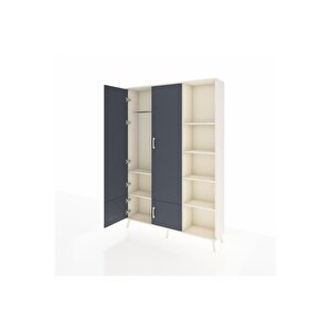 Arges Dolap 6 Raflı 4 Kapaklı Tek Askılı 132x30x195 Aytaşı-antrasit/aytaşı