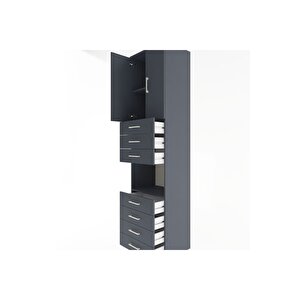 Hyperion Dolap 3 Raflı 7 Çekmeceli 2 Kapaklı 60x44x243 Antrasit-antrasit