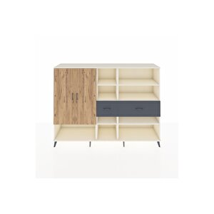 Hyperion Dolap 10 Raflı 2 Çekmeceli 2 Kapaklı 220x44x163 Aytaşı-çam/antrasit