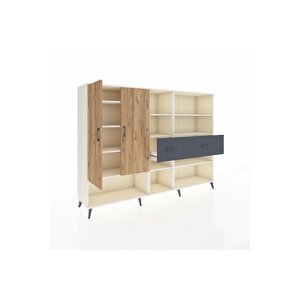 Hyperion Dolap 10 Raflı 2 Çekmeceli 2 Kapaklı 220x44x163 Aytaşı-çam/antrasit