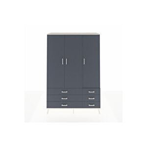 Hyperion Gardrop 5 Raflı 6 Çekmeceli Tek Askılı 132x44x195 Aytaşı-antrasit