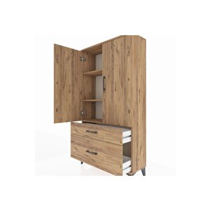 Arges Dolap 3 Raflı 2 Çekmeceli 2 Kapaklı 88x30x163 Çam-çam