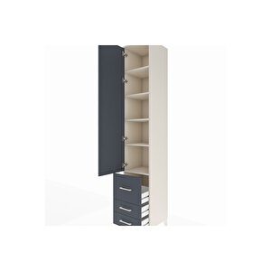 Hyperion Dolap 5 Raflı 3 Çekmeceli Tek Kapaklı 44x44x243 Aytaşı-antrasit