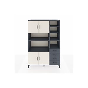 Hyperion Dolap 9 Raflı 4 Çekmeceli 4 Kapaklı 132x44x195 Antrasit-aytaşı/antrasit