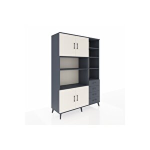 Hyperion Dolap 9 Raflı 4 Çekmeceli 4 Kapaklı 132x44x195 Antrasit-aytaşı/antrasit