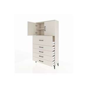 Arges Dolap 2 Raflı 5 Çekmeceli 2 Kapaklı 88x30x163 Aytaşı-aytaşı