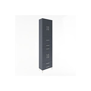 Arges Dolap 4 Raflı 5 Çekmeceli 4 Kapaklı 60x30x243 Antrasit-antrasit