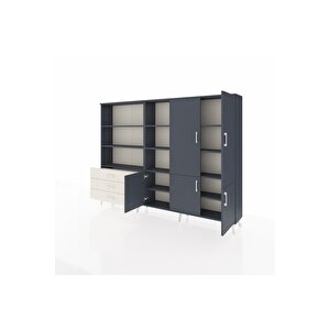 Arges Dolap 11 Raflı 3 Çekmeceli 5 Kapaklı 220x30x163 Antrasit-antrasit/aytaşı