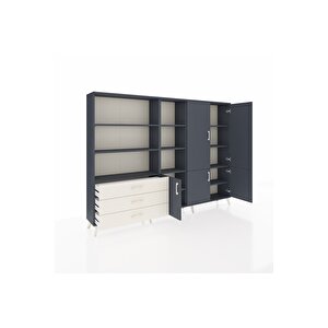 Arges Dolap 11 Raflı 3 Çekmeceli 5 Kapaklı 220x30x163 Antrasit-antrasit/aytaşı