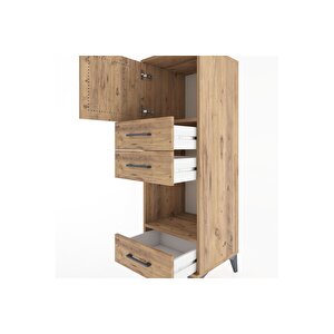 Hyperion Dolap 2 Raflı 3 Çekmeceli Tek Kapaklı 44x44x134 Çam-çam