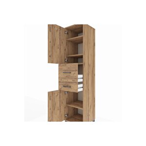 Hyperion Dolap 4 Raflı 2 Çekmeceli 2 Kapaklı 44x44x195 Çam-çam