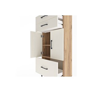 Arges Dolap 2 Raflı 3 Çekmeceli 2 Kapaklı 60x30x134 Çam-aytaşı