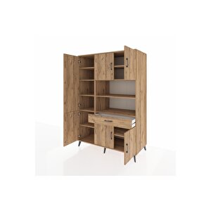 Kronos Dolap 10 Raflı Tek Çekmeceli 6 Kapaklı 132x59x195 Çam-çam/çam