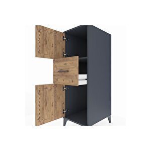 Kronos Dolap Tek Raflı Tek Çekmeceli 2 Kapaklı 44x59x134 Antrasit-çam