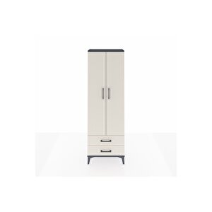 Arges Dolap 5 Raflı 2 Çekmeceli 2 Kapaklı 60x30x182 Antrasit-aytaşı