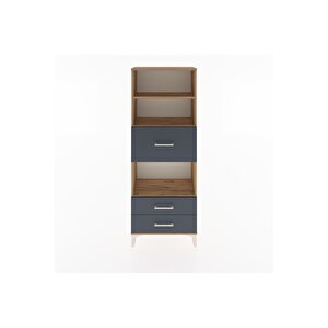 Arges Dolap 3 Raflı 3 Çekmeceli 60x30x163 Çam-antrasit