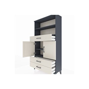 Arges Dolap 4 Raflı 3 Çekmeceli 2 Kapaklı 88x30x163 Antrasit-aytaşı