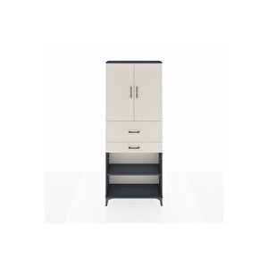Arges Dolap 4 Raflı 2 Çekmeceli 2 Kapaklı 88x30x221 Antrasit-aytaşı