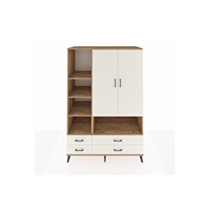 Kronos Dolap 8 Raflı 4 Çekmeceli 2 Kapaklı 132x59x195 Çam-aytaşı/aytaşı