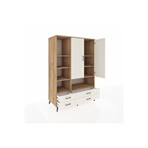 Kronos Dolap 8 Raflı 4 Çekmeceli 2 Kapaklı 132x59x195 Çam-aytaşı/aytaşı