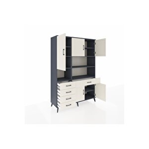 Hyperion Gardrop 9 Raflı 5 Çekmeceli 5 Kapaklı 132x44x195 Antrasit-aytaşı