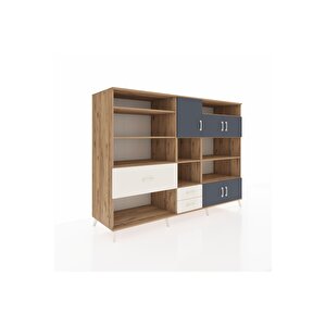 Kronos Dolap 13 Raflı 3 Çekmeceli 5 Kapaklı 220x59x163 Çam-antrasit/aytaşı