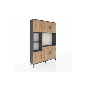 Arges Dolap 9 Raflı 6 Kapaklı 132x30x195 Antrasit-çam/antrasit