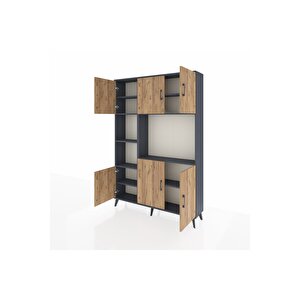 Arges Dolap 9 Raflı 6 Kapaklı 132x30x195 Antrasit-çam/antrasit