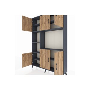 Arges Dolap 9 Raflı 6 Kapaklı 132x30x195 Antrasit-çam/antrasit