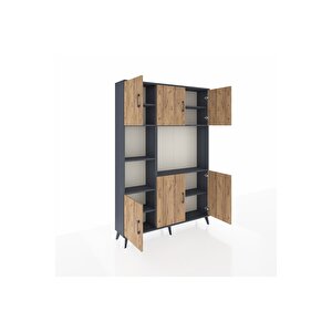 Arges Dolap 9 Raflı 6 Kapaklı 132x30x195 Antrasit-çam/antrasit