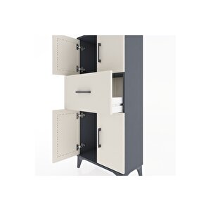 Hyperion Dolap Tek Raflı Tek Çekmeceli 4 Kapaklı 60x44x134 Antrasit-aytaşı