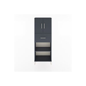 Arges Dolap 3 Raflı Tek Çekmeceli 2 Kapaklı 60x30x163 Antrasit-antrasit