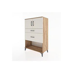Hyperion Dolap Tek Raflı 2 Çekmeceli 2 Kapaklı 88x44x134 Çam-aytaşı