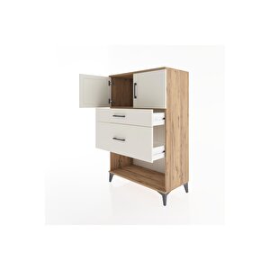 Hyperion Dolap Tek Raflı 2 Çekmeceli 2 Kapaklı 88x44x134 Çam-aytaşı