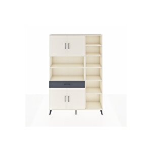 Arges Dolap 10 Raflı Tek Çekmeceli 4 Kapaklı 132x30x195 Aytaşı-aytaşı/antrasit