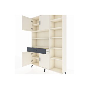 Arges Dolap 10 Raflı Tek Çekmeceli 4 Kapaklı 132x30x195 Aytaşı-aytaşı/antrasit