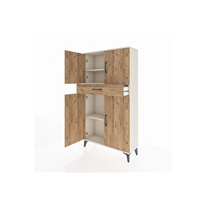 Arges Dolap 3 Raflı Tek Çekmeceli 4 Kapaklı 88x30x163 Aytaşı-çam