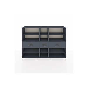Hyperion Dolap 9 Raflı 3 Çekmeceli  220x44x163 Antrasit-antrasit