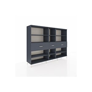 Hyperion Dolap 9 Raflı 3 Çekmeceli  220x44x163 Antrasit-antrasit
