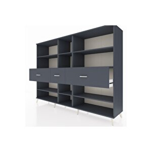 Hyperion Dolap 9 Raflı 3 Çekmeceli  220x44x163 Antrasit-antrasit