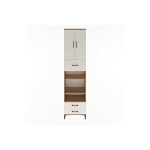 Arges Dolap 5 Raflı 3 Çekmeceli 2 Kapaklı 60x30x243 Çam-aytaşı