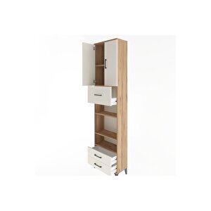 Arges Dolap 5 Raflı 3 Çekmeceli 2 Kapaklı 60x30x243 Çam-aytaşı