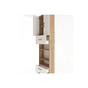 Arges Dolap 5 Raflı 3 Çekmeceli 2 Kapaklı 60x30x243 Çam-aytaşı