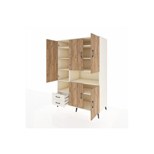 Kronos Dolap 10 Raflı 2 Çekmeceli 5 Kapaklı 132x59x195 Aytaşı-çam/aytaşı