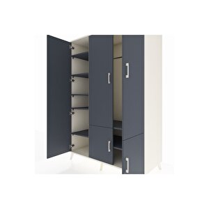 Kronos Dolap 7 Raflı 5 Kapaklı Tek Askılı 132x59x195 Aytaşı-antrasit/antrasit