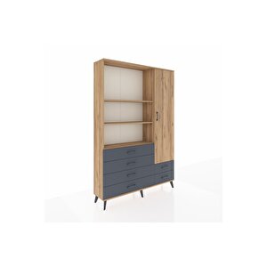 Arges Dolap 7 Raflı 6 Çekmeceli Tek Kapaklı  132x30x195 Çam-çam/antrasit